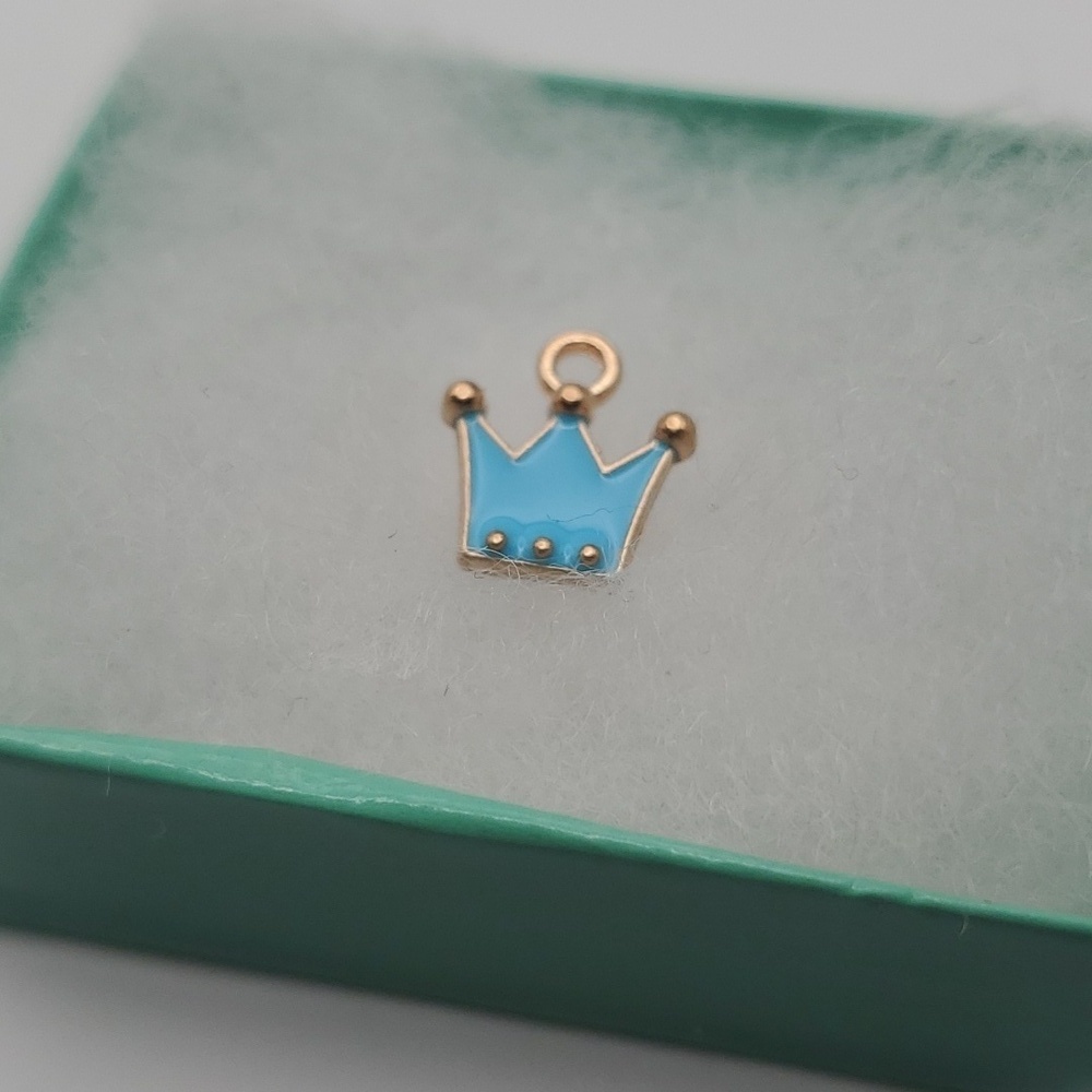 Crown blue enamel royalty charm